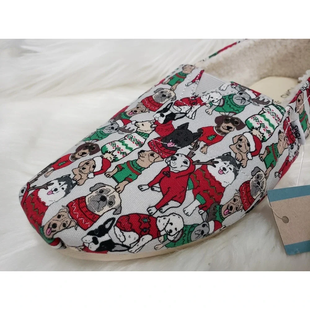 NEW NO BOX SIZE 8 TOMS Womens Flats Sweater Dogs Shoe Belmont  Christmas Holiday